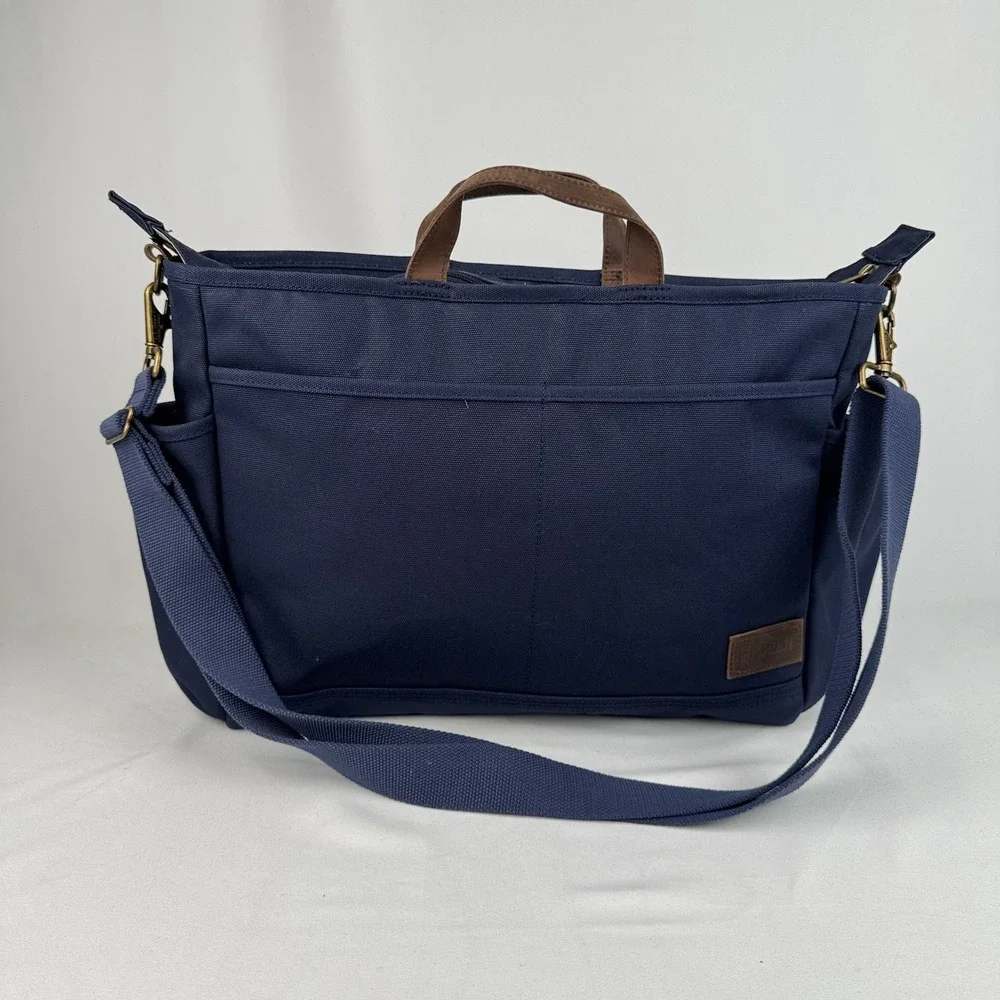 L.L.Bean Stonington Daily Commuter Travel Work Bag Navy Blue Canvas 17